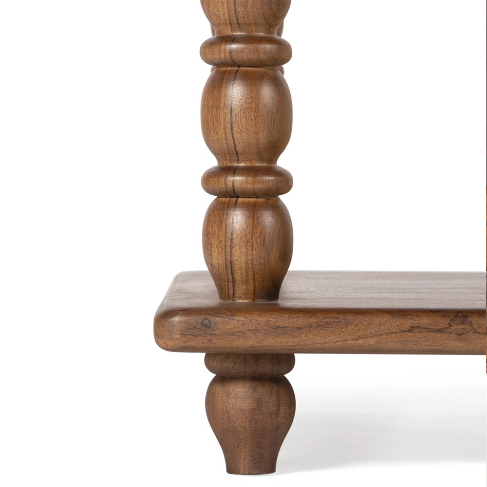 Thomas Updated Traditional Brown Acacia Wood Spindle Nightstand|