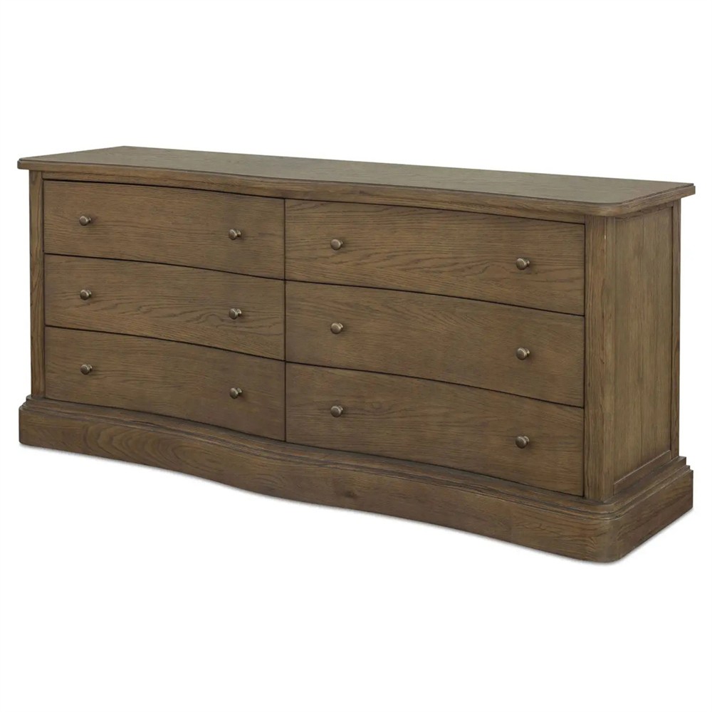 double dresser brown Amerlife Jacob Drawers Dresser Farmhouse Wood Vintage 6 Drawer Double Dresser Bedroom Living Room Rustic White main image 0