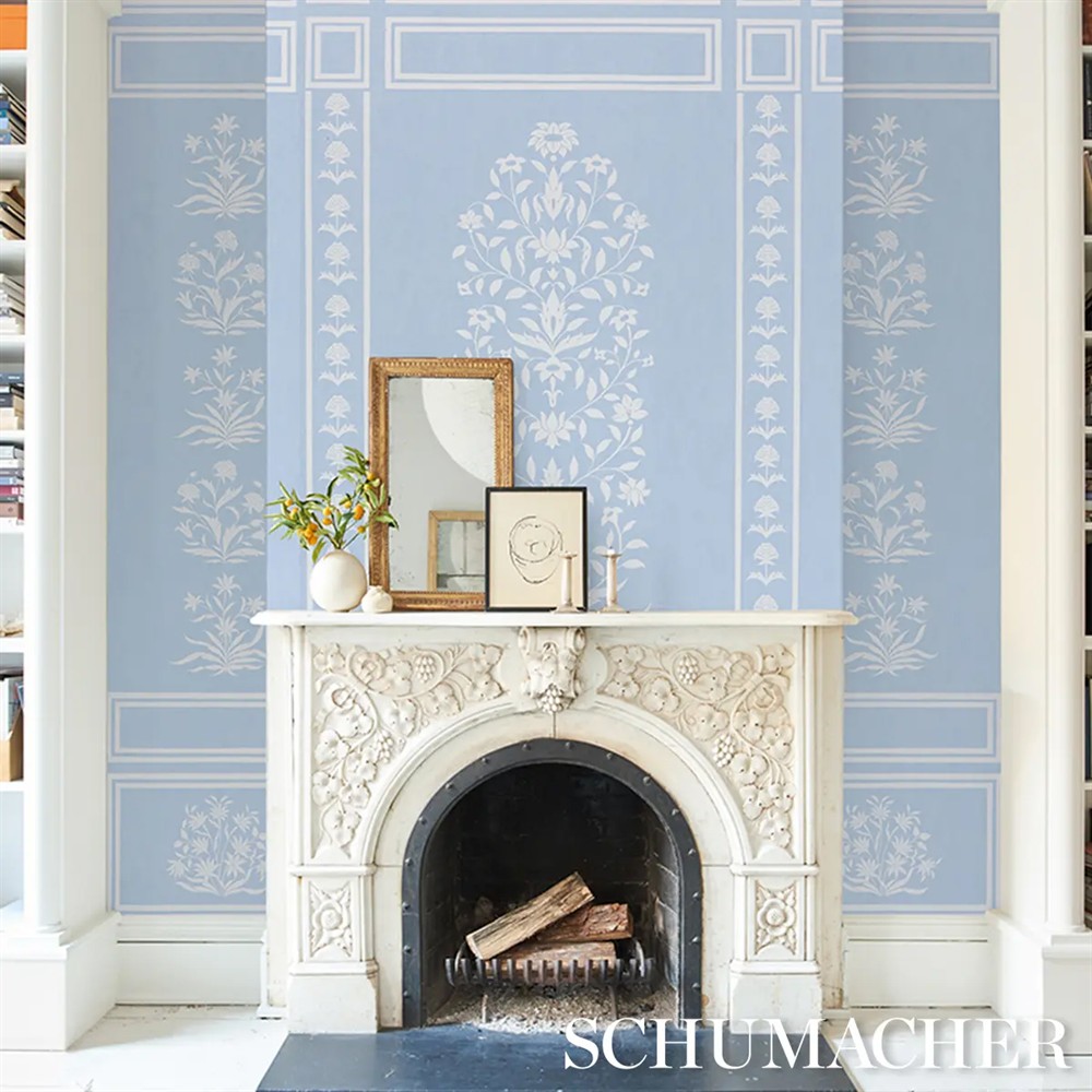 Schumacher Palladio Mughal French Country Sky Floral Wallpaper Panel ...