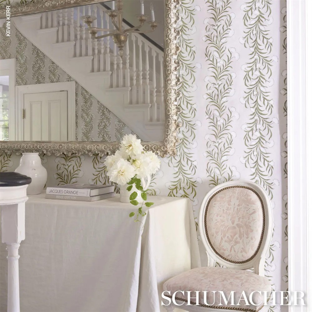 Schumacher Tasmanian Mimosa Ivory Botanical Wallpaper by the Yard