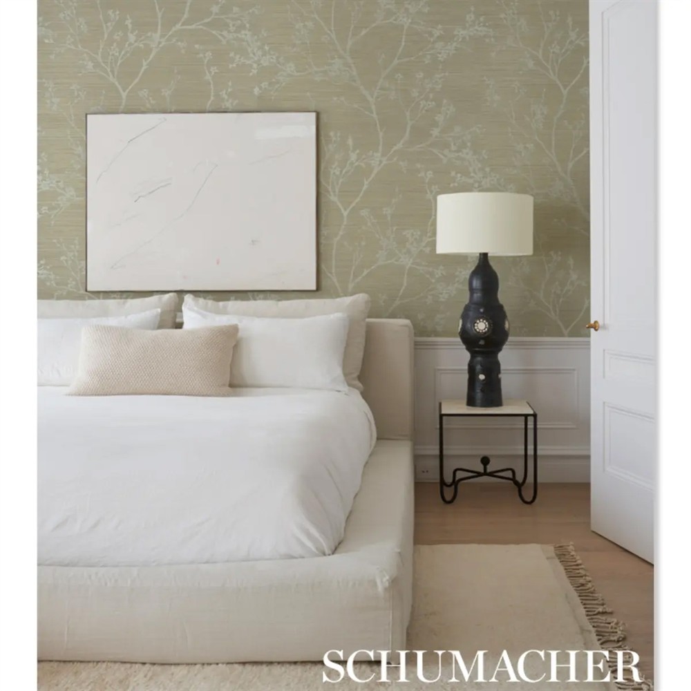 Schumacher Twiggy Sisal Modern Fog Botanical Wallpaper - Sample | Kathy ...