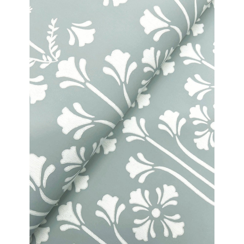 Lydia Traditional Blue Botanical Wallpaper | Kathy Kuo Home