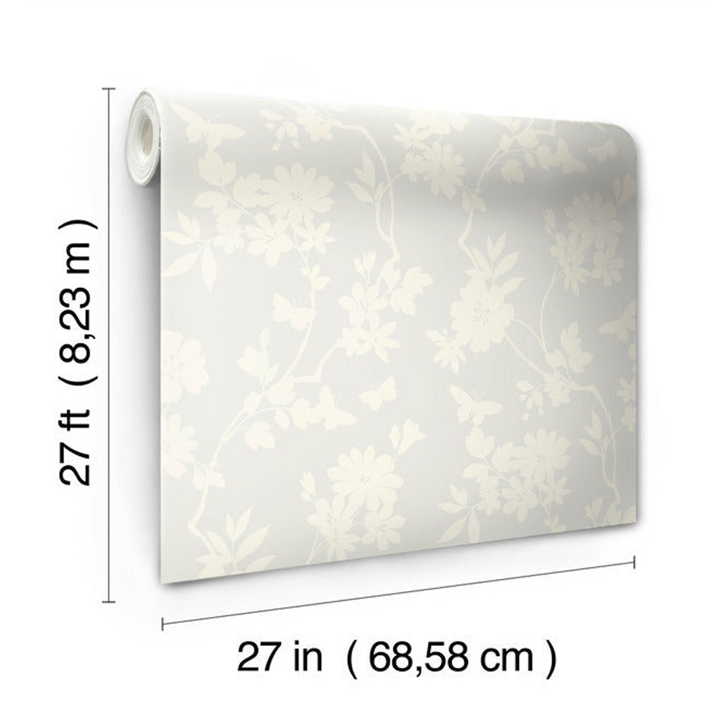 Flutter Vine White French Country Wallpaper | Kathy Kuo Home