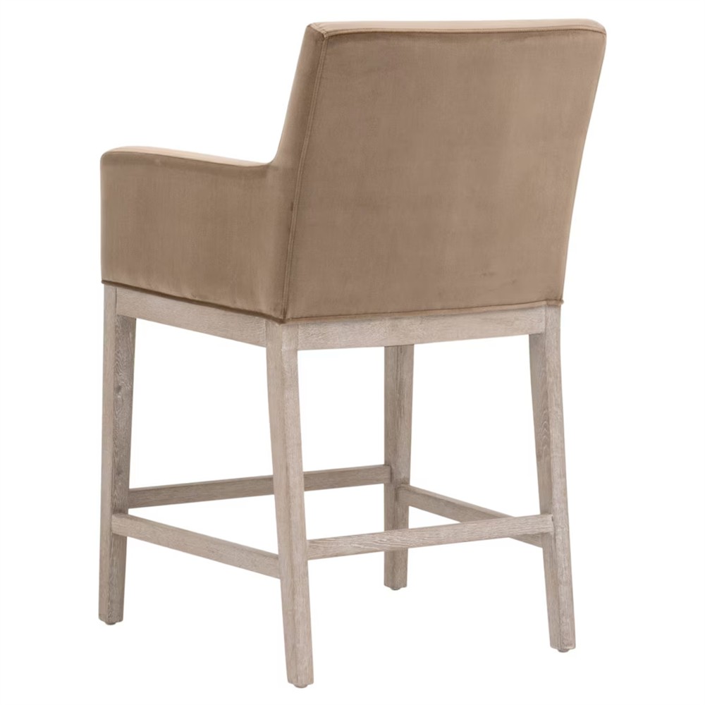 Danielle Modern Classic Brown Velvet Grey Oak Counter Stool|