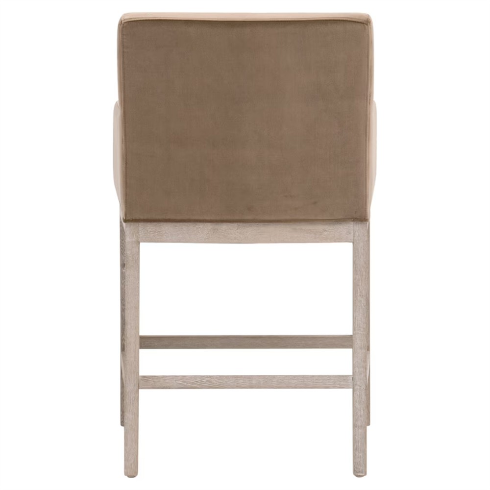 Danielle Modern Classic Brown Velvet Grey Oak Counter Stool|