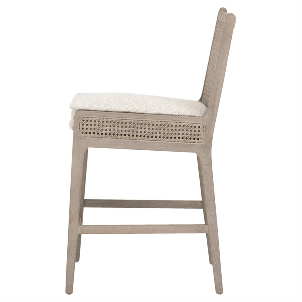 Elias Coastal Beach Cream Performance Woven Cane Counter Stool|