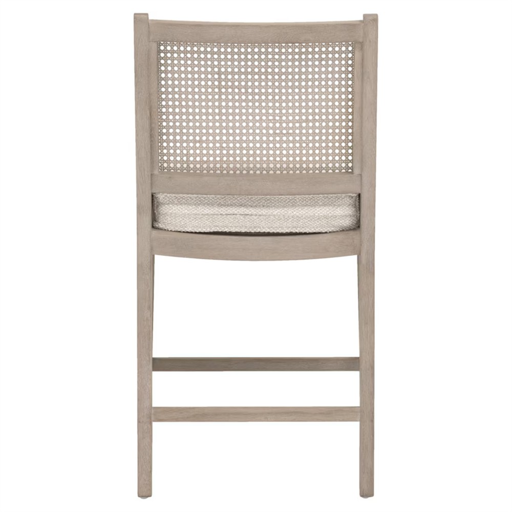 Elias Coastal Beach Cream Performance Woven Cane Counter Stool|