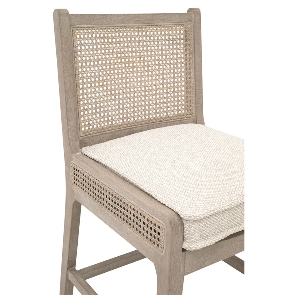 Elias Coastal Beach Cream Performance Woven Cane Counter Stool|