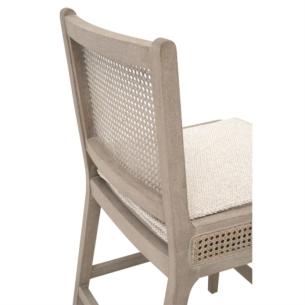 Elias Coastal Beach Cream Performance Woven Cane Counter Stool|