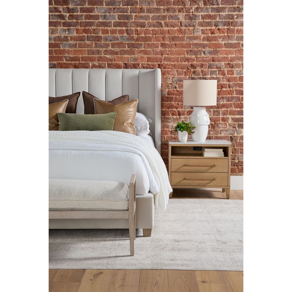 Elias Coastal Beach Cream Performance Woven Cane Bedroom Bench|