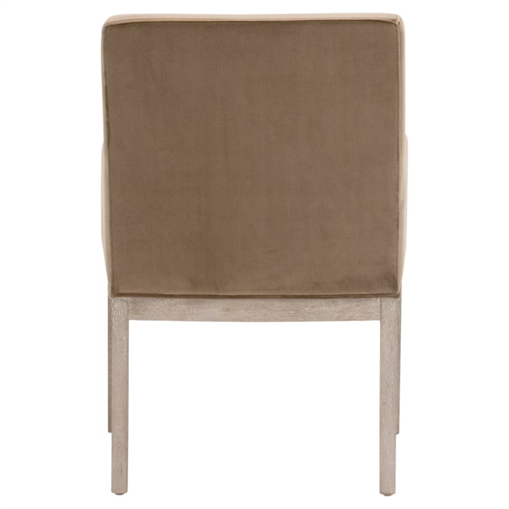 Danielle Modern Classic Brown Velvet Grey Oak Dining Arm Chair|