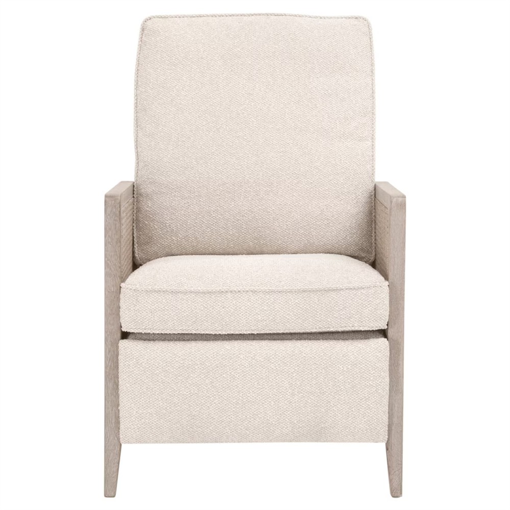 Elias Coastal Beach Cream Performance Woven Cane Recliner Arm Chair|