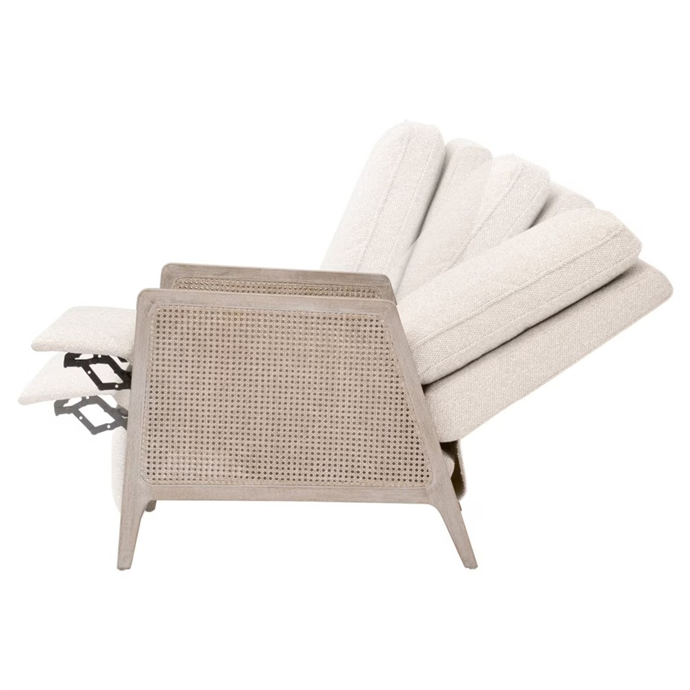 Elias Coastal Beach Cream Performance Woven Cane Recliner Arm Chair|