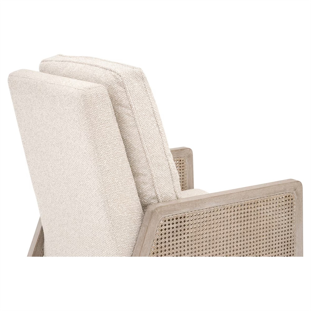 Elias Coastal Beach Cream Performance Woven Cane Recliner Arm Chair|