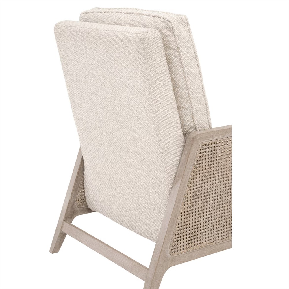 Elias Coastal Beach Cream Performance Woven Cane Recliner Arm Chair|