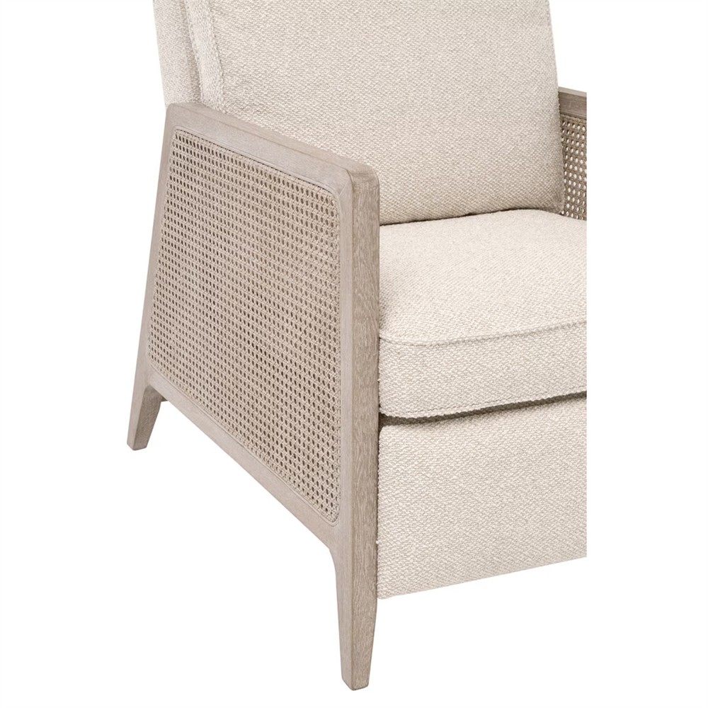 Elias Coastal Beach Cream Performance Woven Cane Recliner Arm Chair|