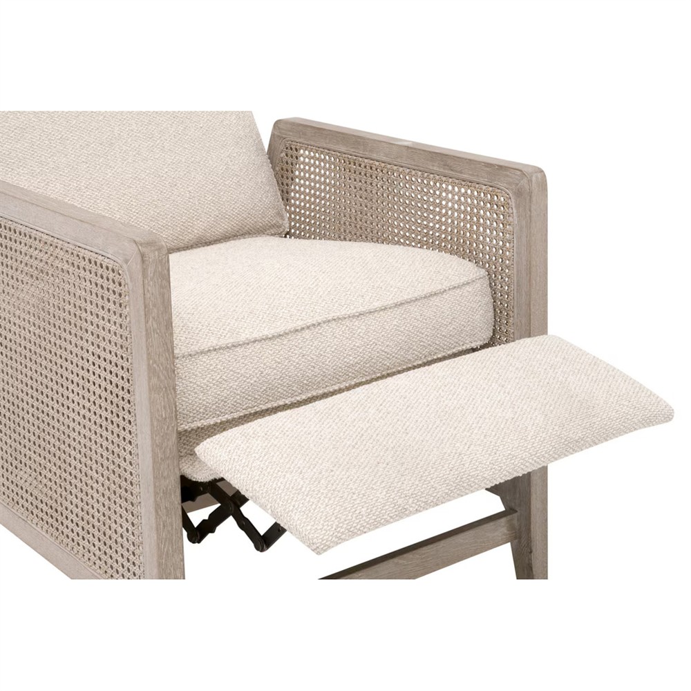 Elias Coastal Beach Cream Performance Woven Cane Recliner Arm Chair|