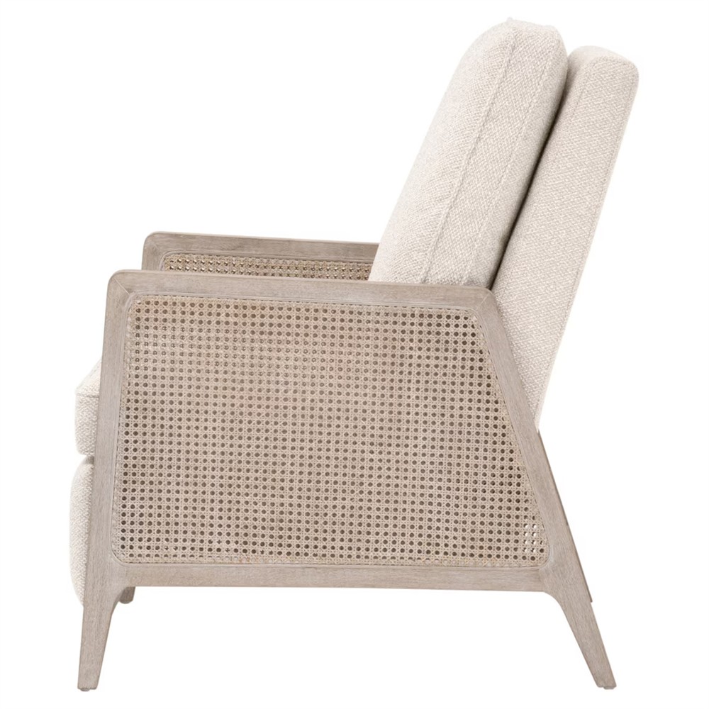 Elias Coastal Beach Cream Performance Woven Cane Recliner Arm Chair|