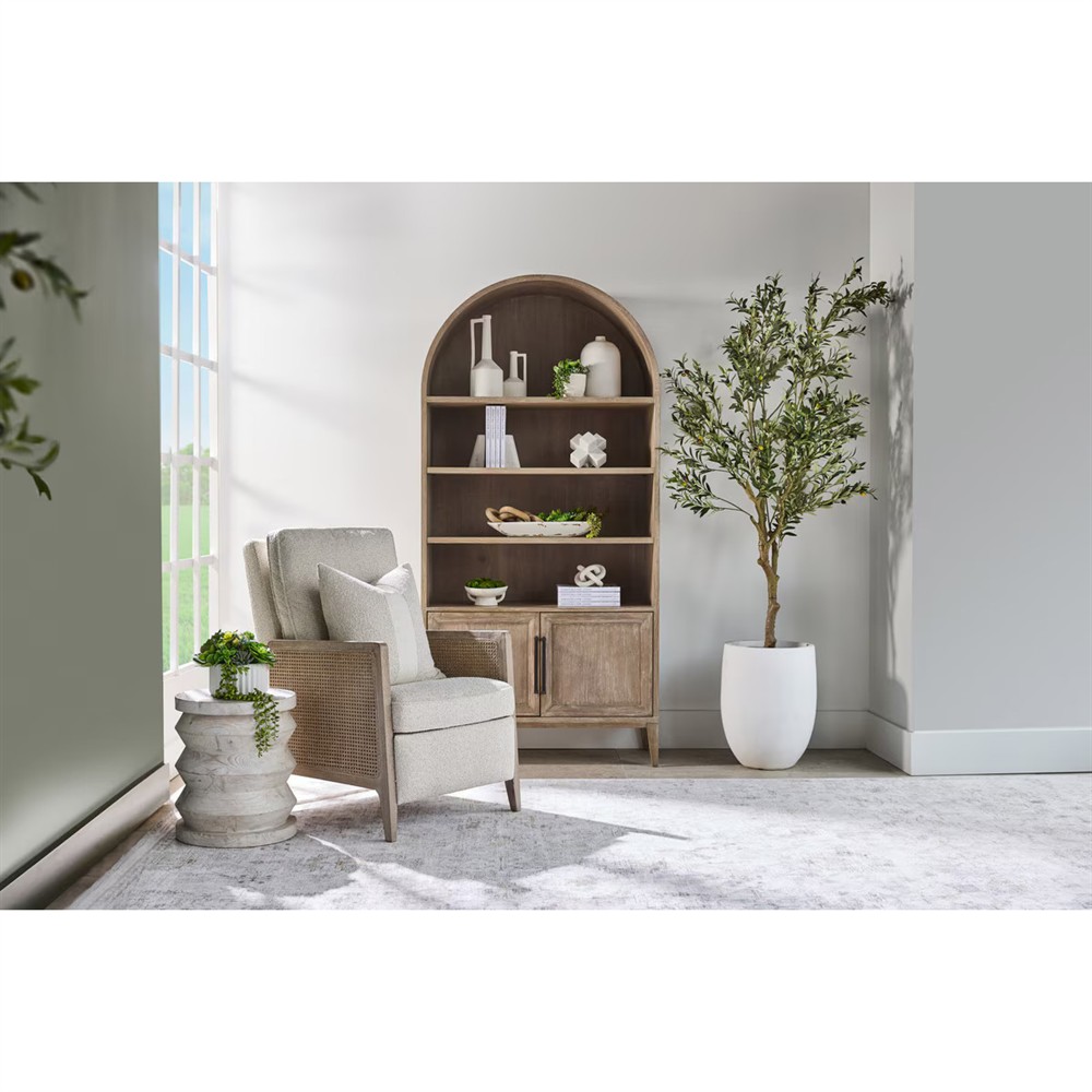 Elias Coastal Beach Cream Performance Woven Cane Recliner Arm Chair|