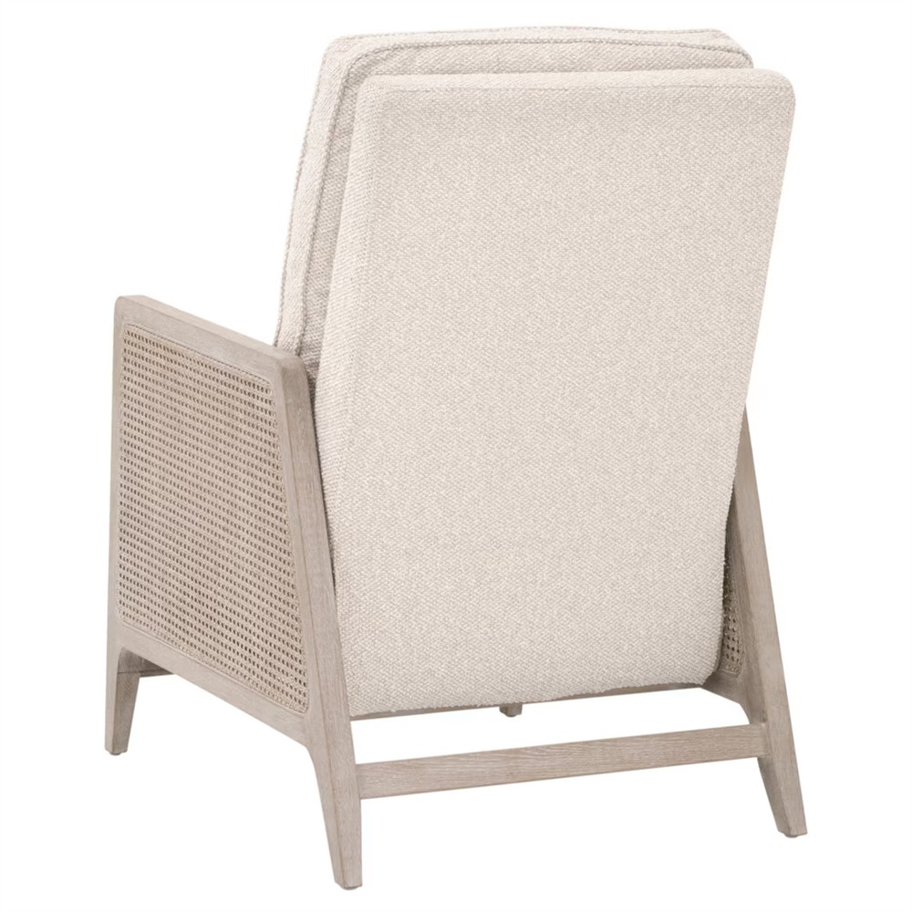 Elias Coastal Beach Cream Performance Woven Cane Recliner Arm Chair|