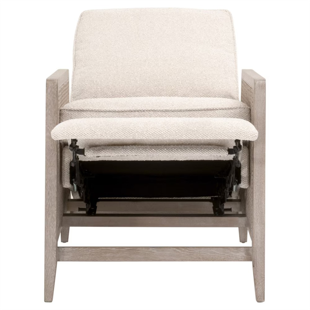 Elias Coastal Beach Cream Performance Woven Cane Recliner Arm Chair|