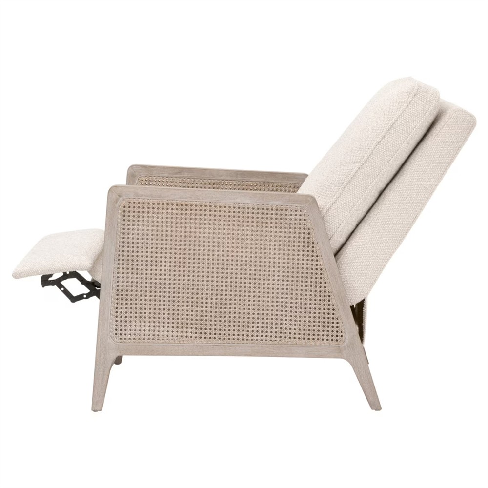 Elias Coastal Beach Cream Performance Woven Cane Recliner Arm Chair|