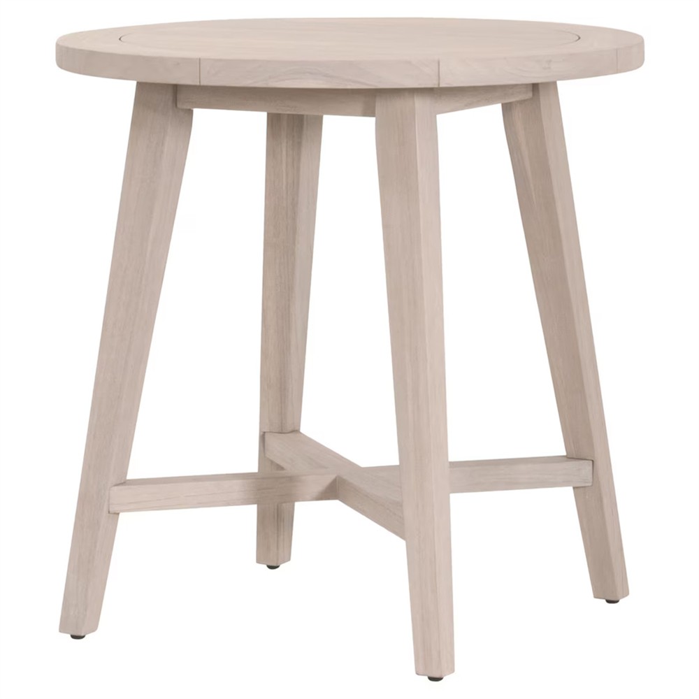 Nadia Coastal Beach Washed Teak Round Outdoor Counter Table - 36"|
