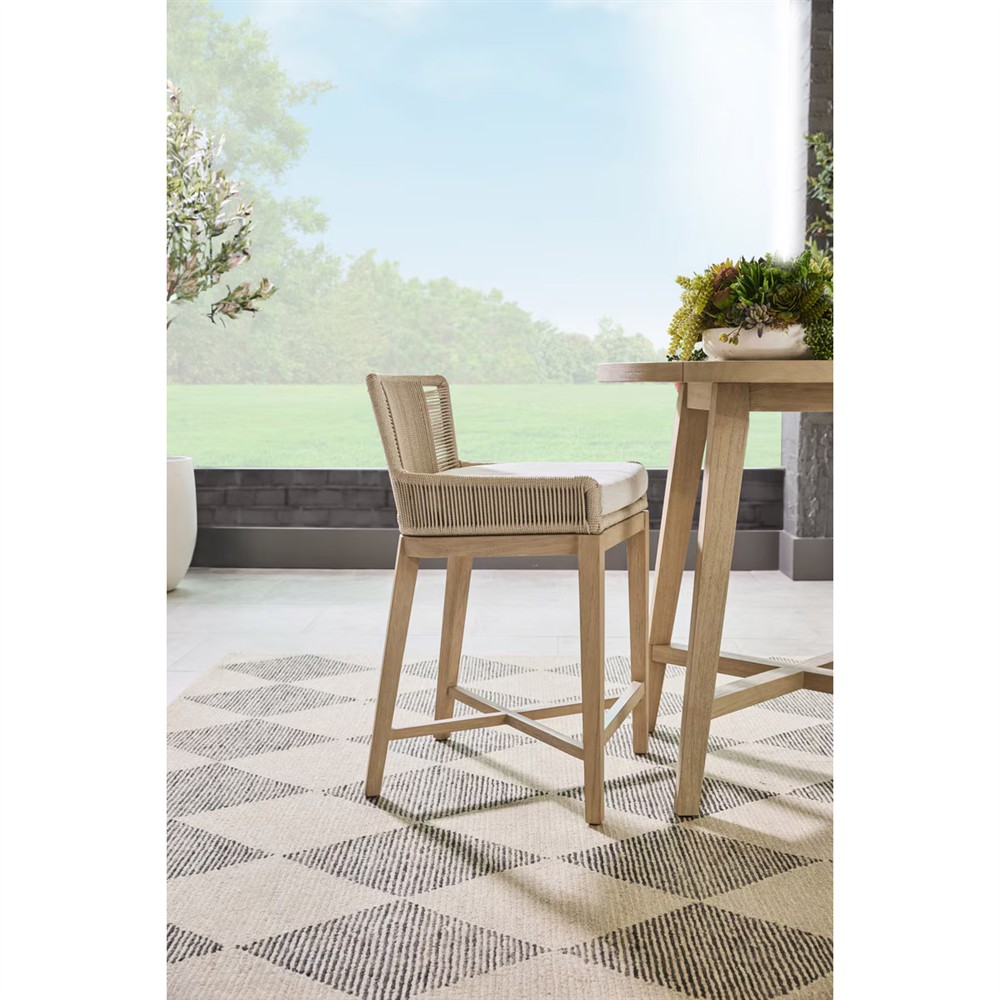 Nadia Coastal Beach Washed Teak Round Outdoor Counter Table - 36"|