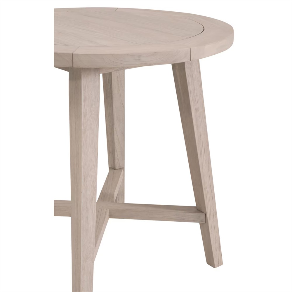Nadia Coastal Beach Washed Teak Round Outdoor Counter Table - 36"|