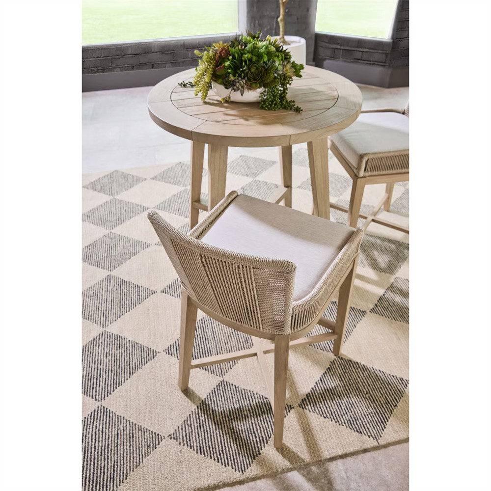 Nadia Coastal Beach Washed Teak Round Outdoor Counter Table - 36"|