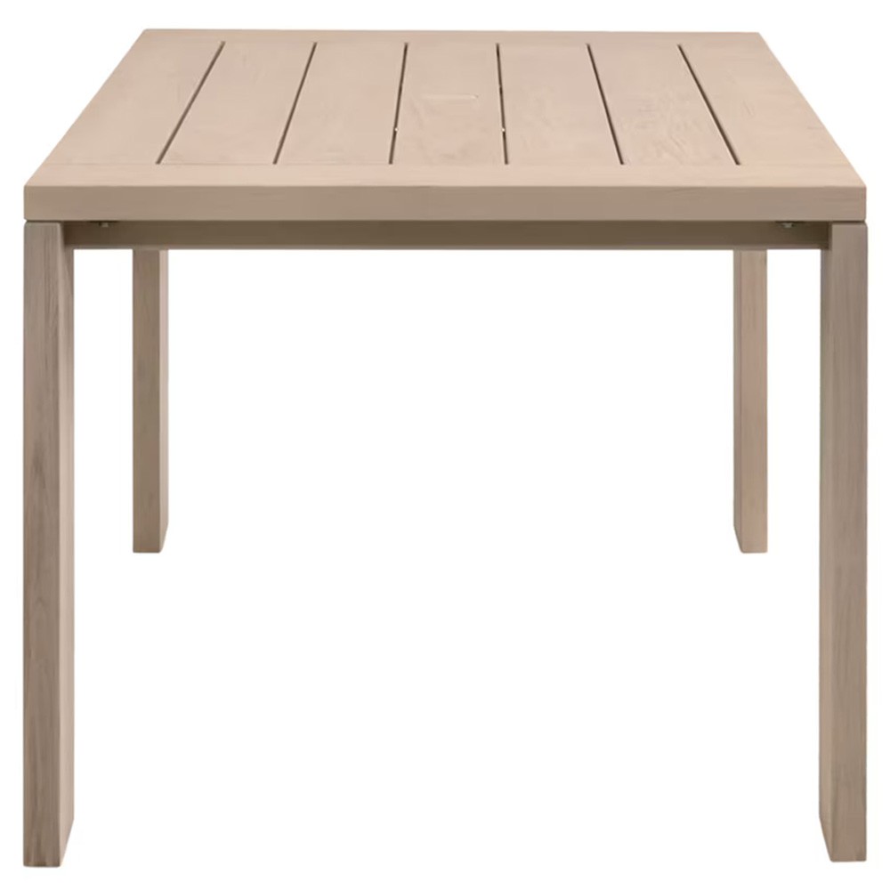 Samuel Coastal Beach Washed Teak Outdoor Rectangular Outdoor Dining Table -72"|