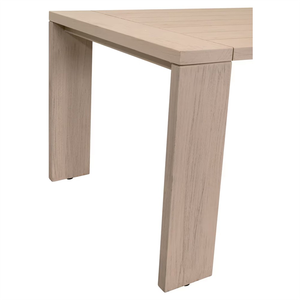 Samuel Coastal Beach Washed Teak Outdoor Rectangular Outdoor Dining Table -72"|