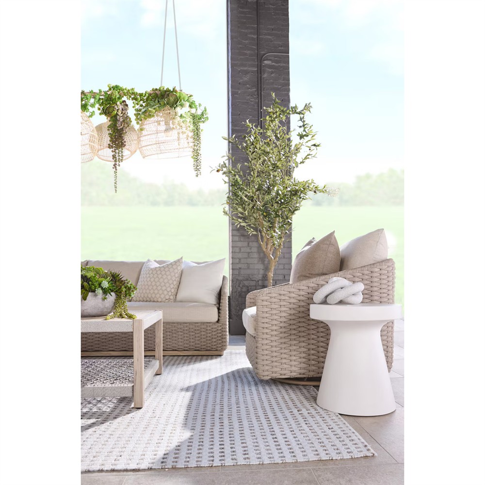 Safia Coastal Beach Cream Performance Brown Aluminum Outdoor Swivel Rocker Chair|