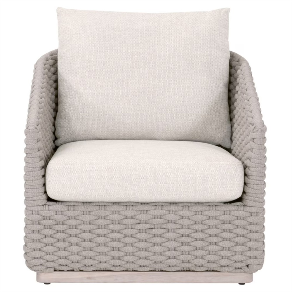 Safia Coastal Beach Cream Performance Washed Teak Outdoor Arm Chair|