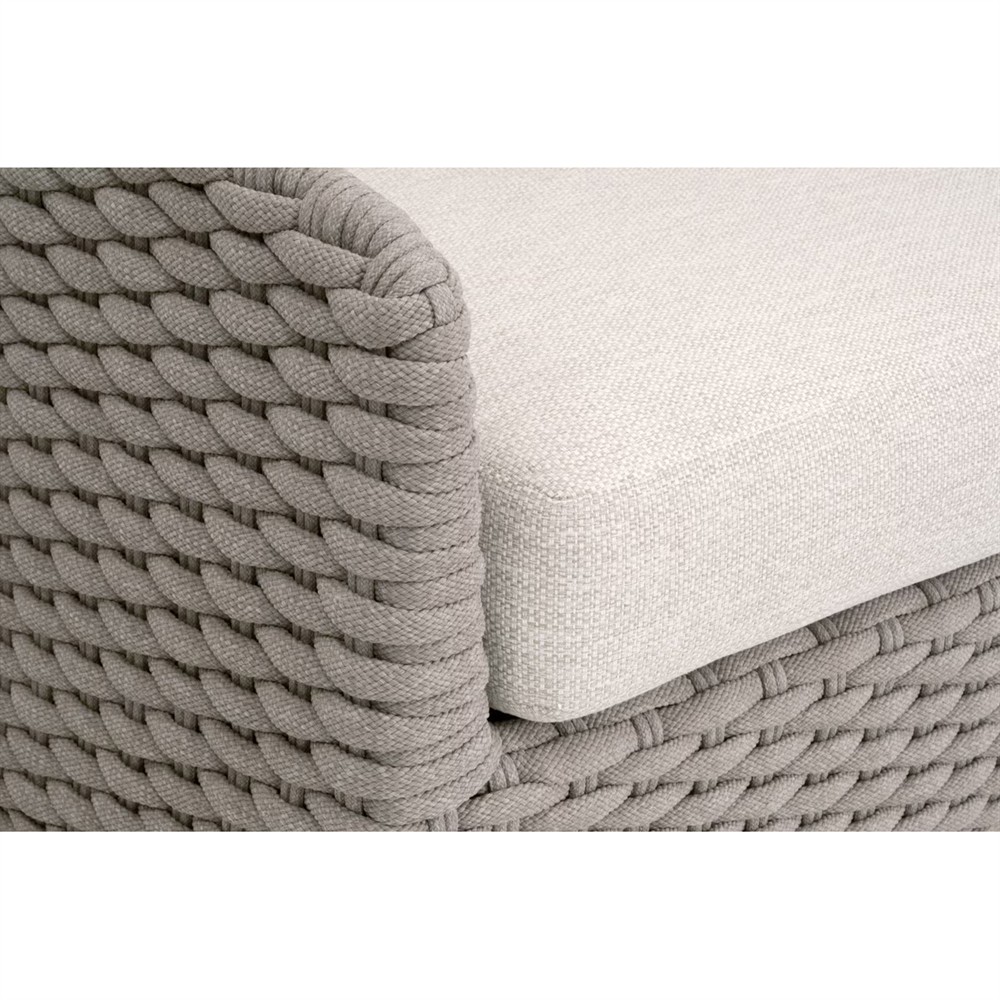 Safia Coastal Beach Cream Performance Washed Teak Outdoor Sofa - 89"|