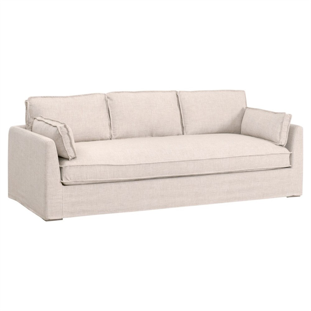 Shomari French Country Cream Performance Slipcovered Outdoor Sofa - 91"|