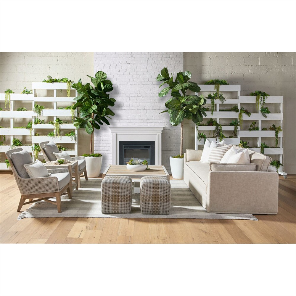 Shomari French Country Cream Performance Slipcovered Outdoor Sofa - 91"|