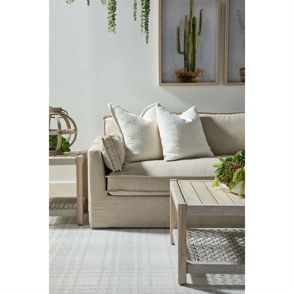 Shomari French Country Cream Performance Slipcovered Outdoor Sofa - 91"|