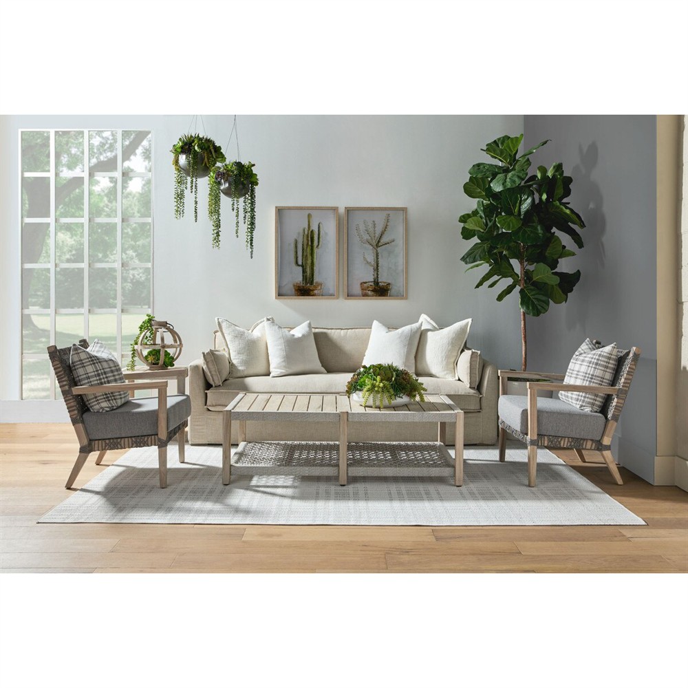 Shomari French Country Cream Performance Slipcovered Outdoor Sofa - 91"|