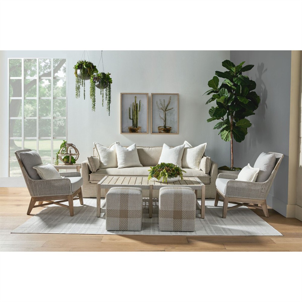 Shomari French Country Cream Performance Slipcovered Outdoor Sofa - 91"|