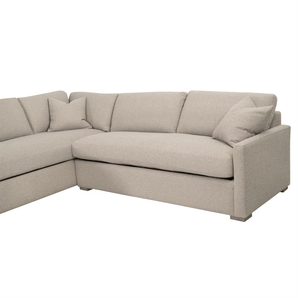Davis Modern Beige Performance Grey Oak Sleeper Sectional - Left Chaise - 112"|