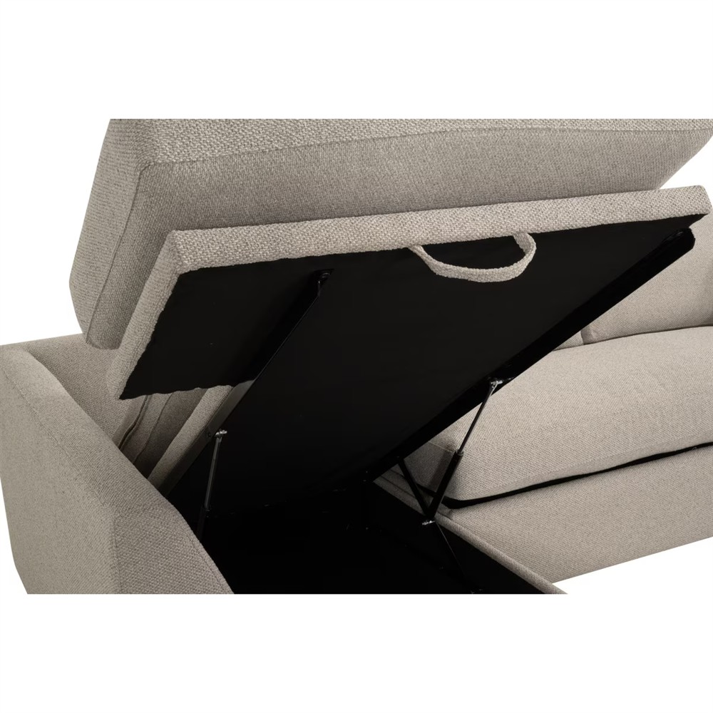 Davis Modern Beige Performance Grey Oak Sleeper Sectional - Left Chaise - 112"|