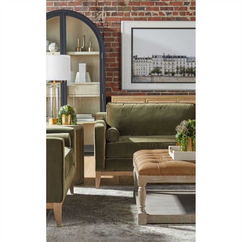 Stephanie Modern Classic Green Velvet Oak Sofa - 86