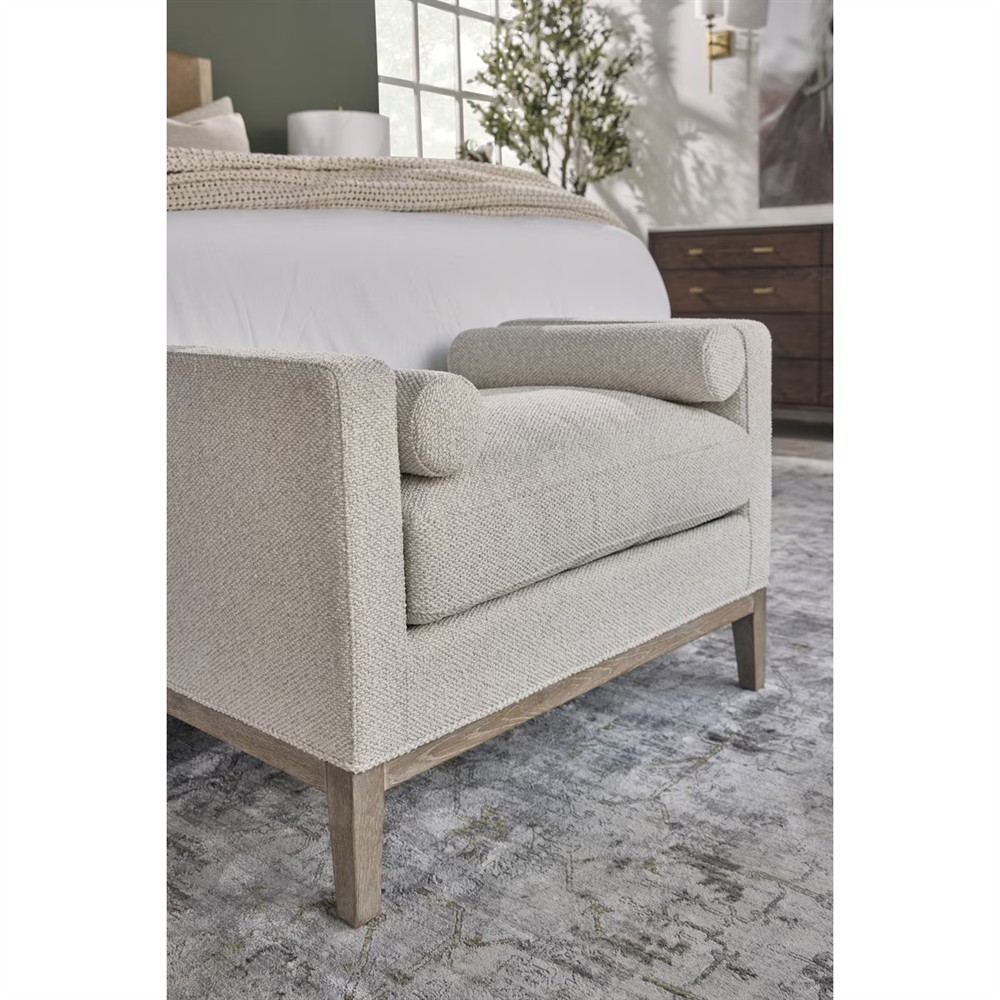 Kelly Modern Classic Cream Performance Natural Grey Oak Accent Stool|