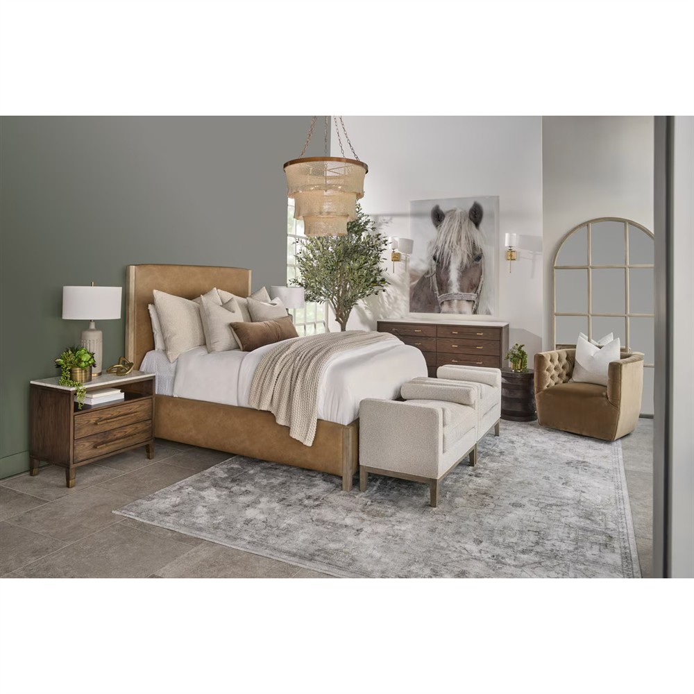 Kelly Modern Classic Cream Performance Natural Grey Oak Accent Stool|