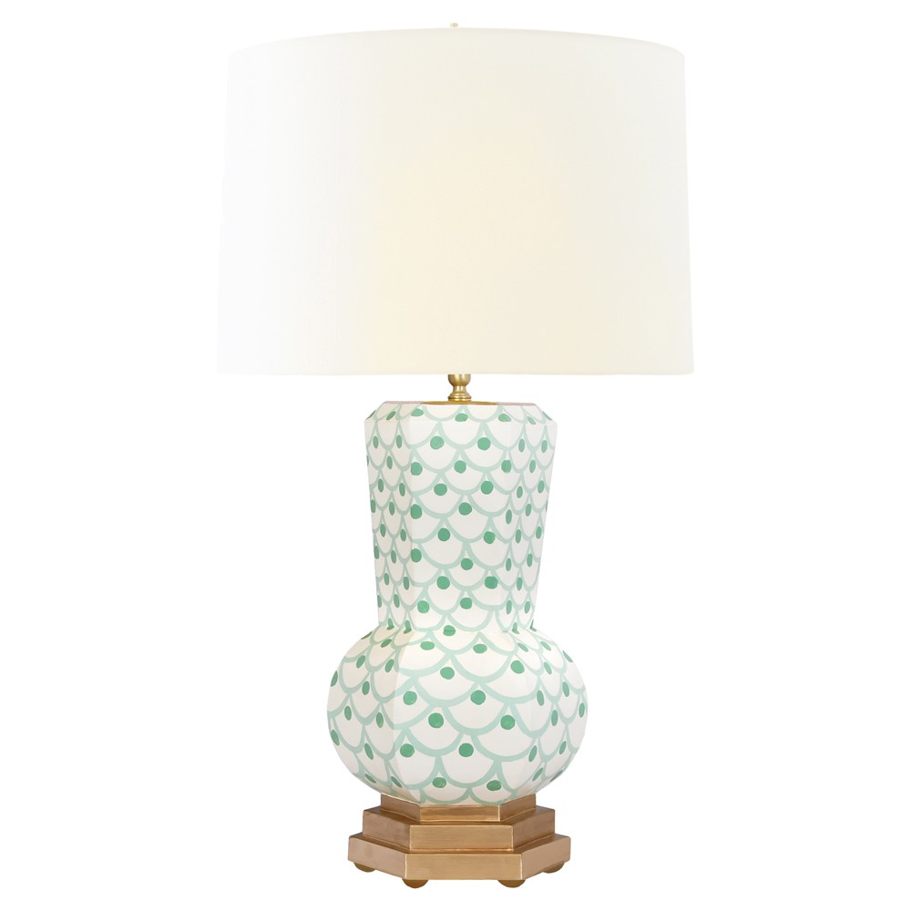 Worlds Away Catalina Coastal Cream Silk Shade White Metal Table Lamp|