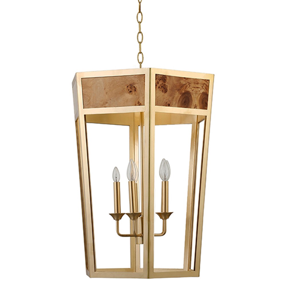 Worlds Away Reynolds Modern Classic Burl Gold Metal Hexagon Pendant|