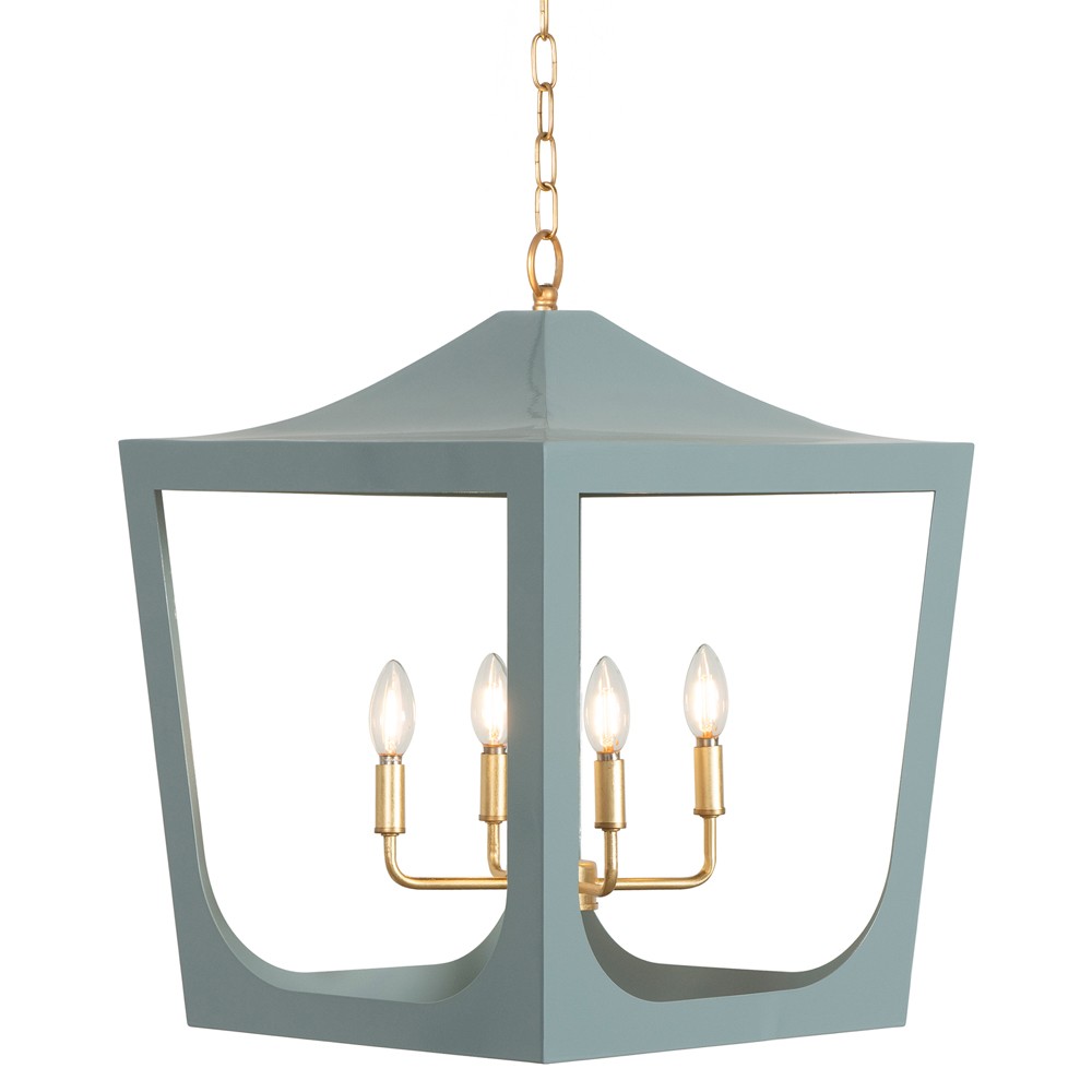 Worlds Away Wimble Modern Classic Light Blue Metal Pagoda Lantern|