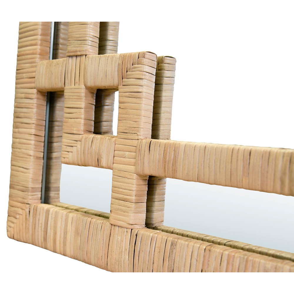 Worlds Away Geneva Coastal Greek Key Natural Rattan Wall Mirror|