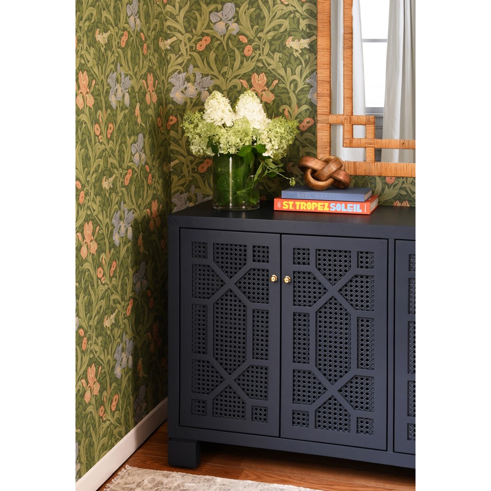 Worlds Away Geneva Coastal Greek Key Natural Rattan Wall Mirror|